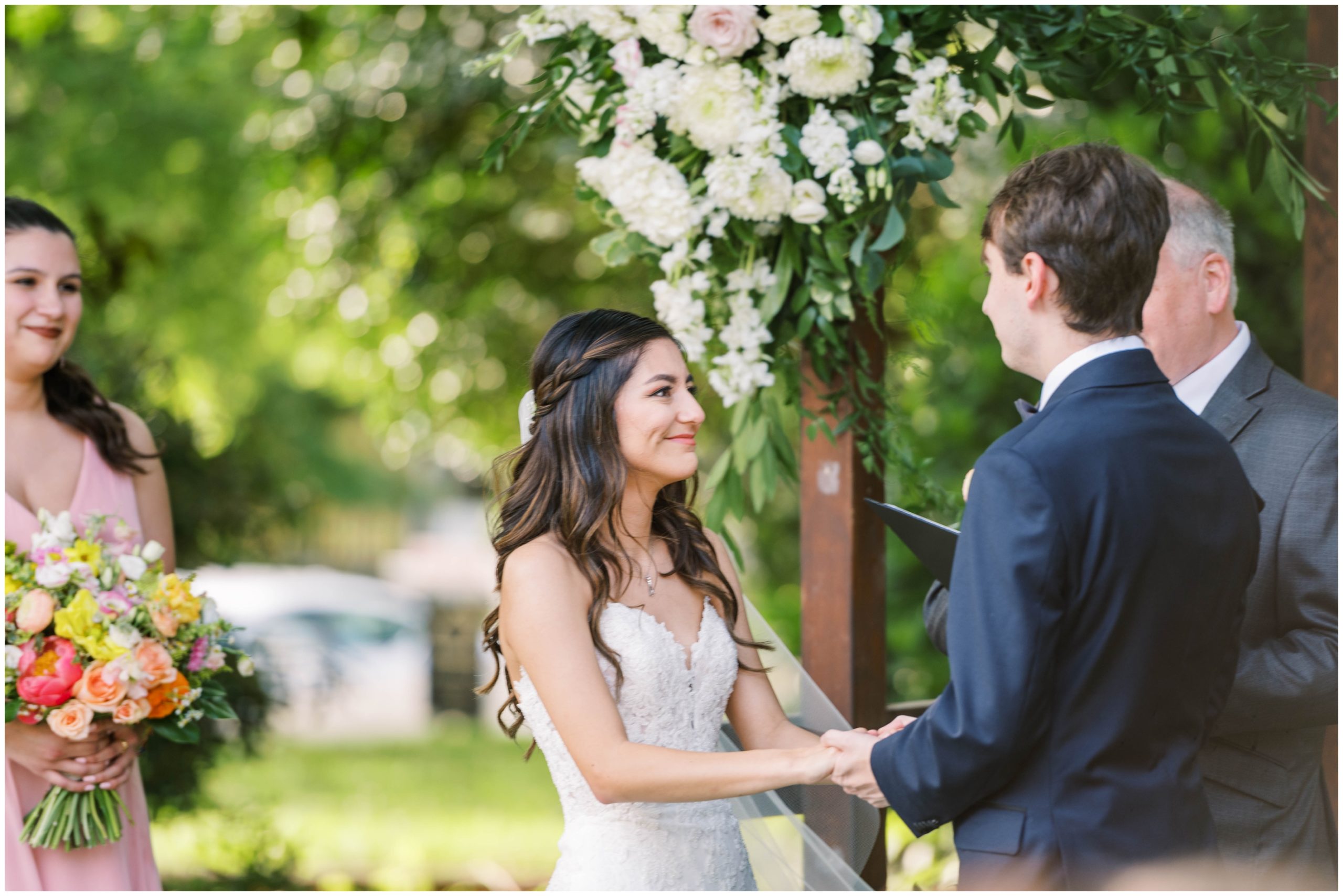 Outdoor wedding ceremony on The Lawn at The Merrimon-Wynne House