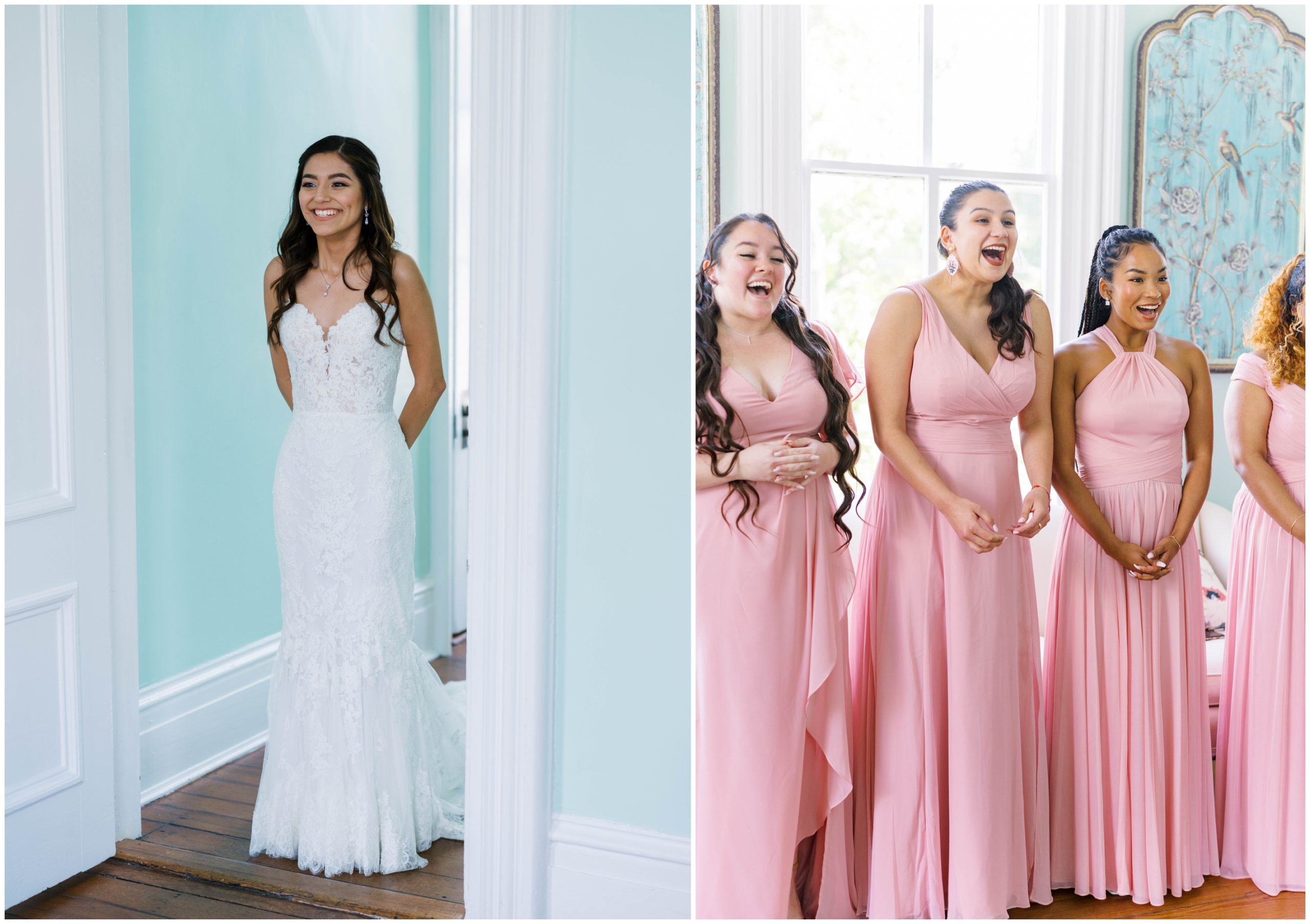 Bride and bridesmaids first look