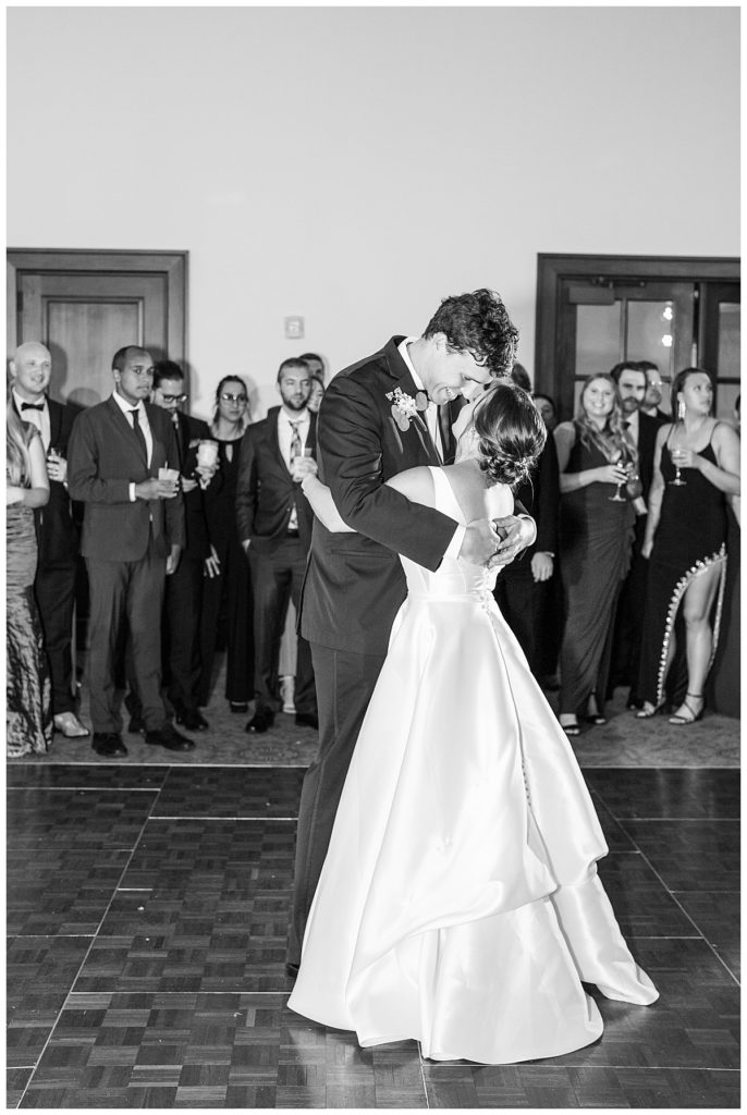 bride and groom first dance at the chapel hill country club