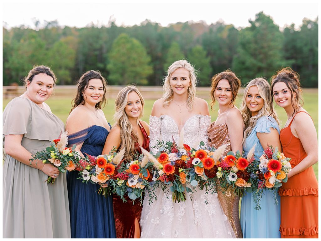 bridesmaids holding bouquets at the evermore farms