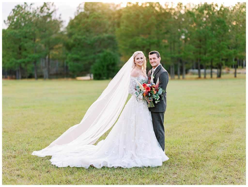 bride and groom at the evermore farms