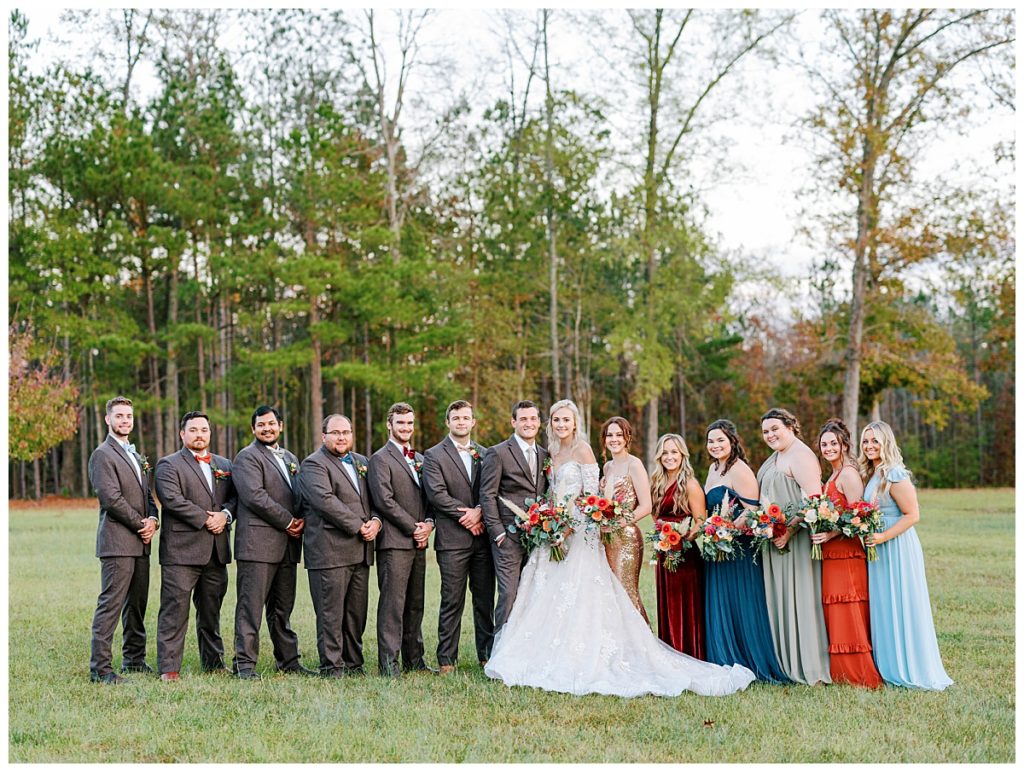 bridal party at the evermore farms