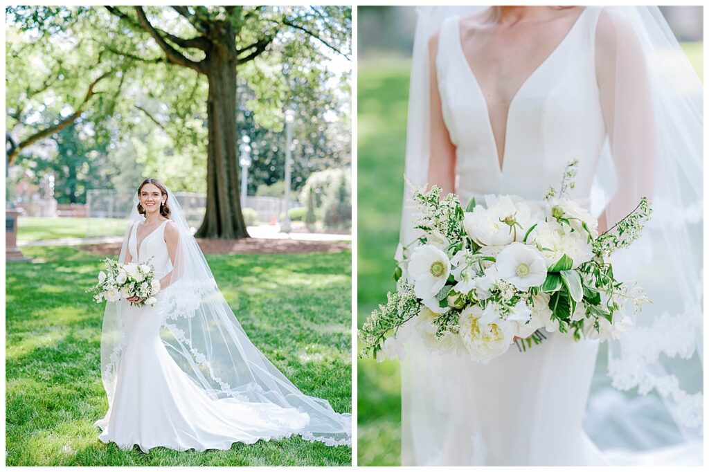 All white bouquet from Once Gathered in Downtown Raleigh