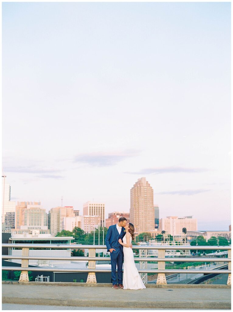 Downtown Raleigh Bride and Groom wedding portraits film photography