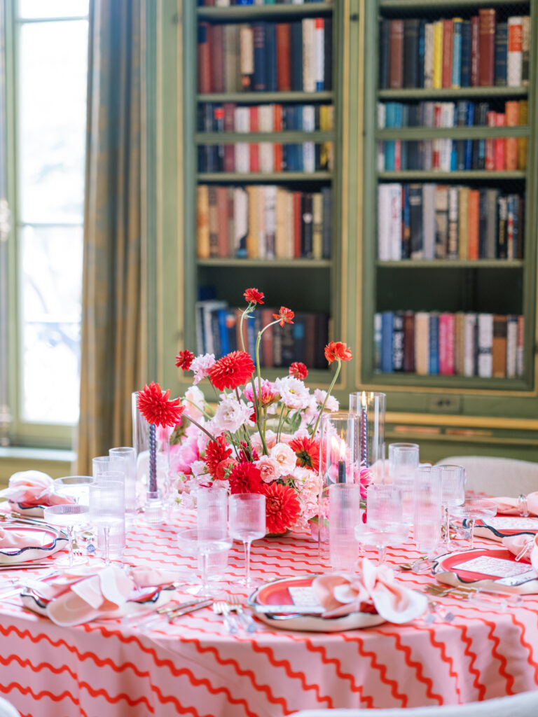 Pink & Red table designed by Grit & Grace at the Meridian House in DC