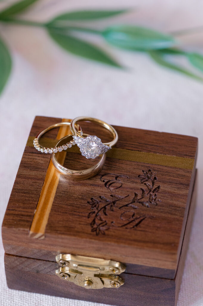 ring box made by the father of the bride detail shots on the wedding day