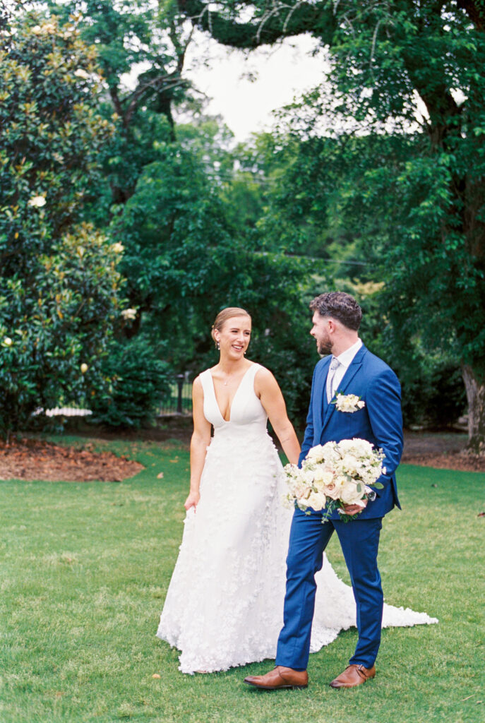 Candid film wedding couples portraits in Raleigh, NC